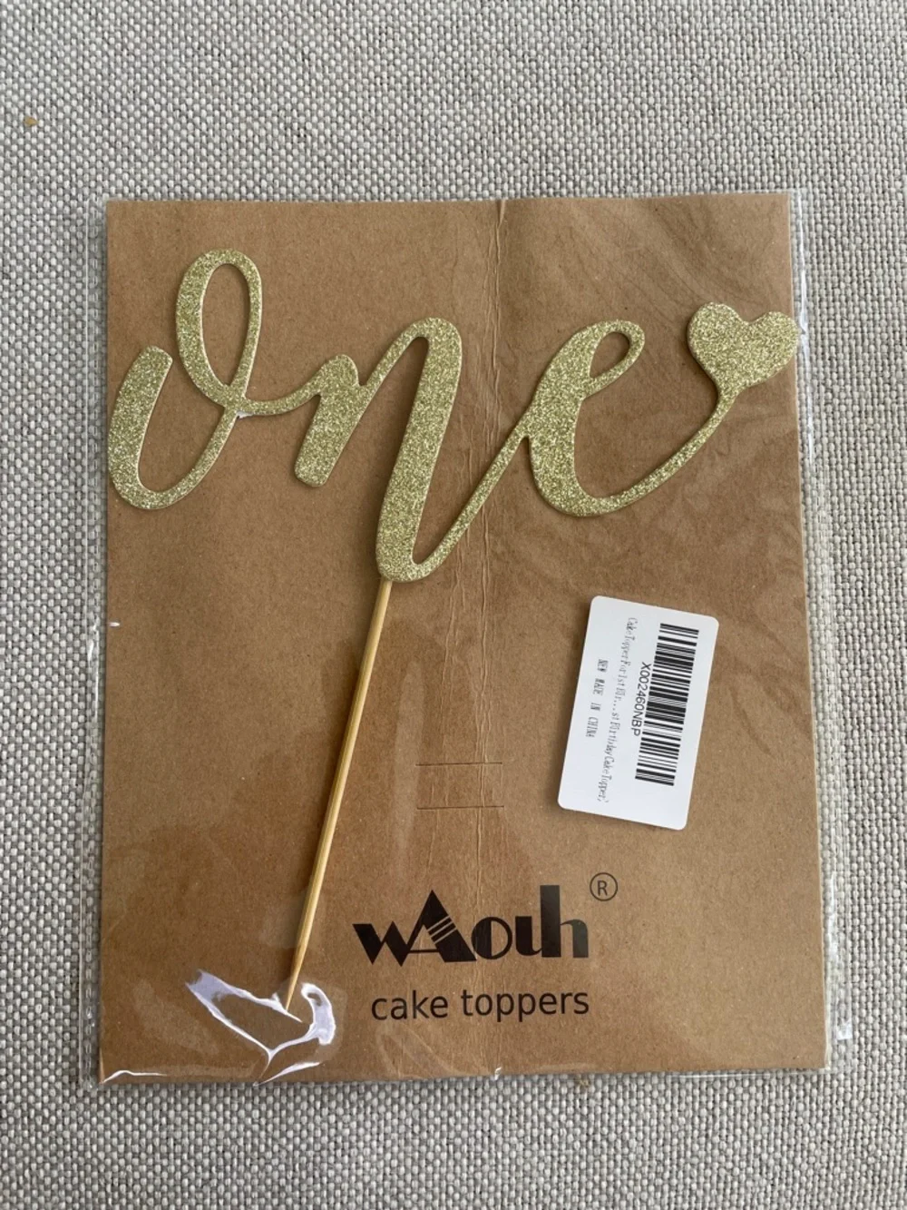Gold “One” Glitter Cake Topper